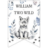 Twee Wilde wolf thema verjaardagsfeestdecor Vlaggetjes (Eerste vlag)