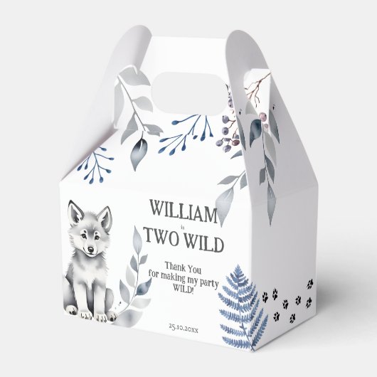 Twee Wilde wolf thema verjaardagsfeestje Bedankdoosjes (Voorkant Zijde)