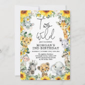 Twee Wilde Zonnebloem Safari Dieren 2e verjaardag Kaart (Voorkant)