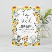 Twee Wilde Zonnebloem Safari Dieren 2e verjaardag Kaart (Staand voorkant)