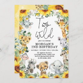 Twee Wilde Zonnebloem Safari Dieren 2e verjaardag Kaart