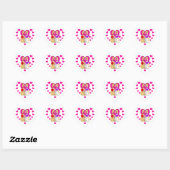 Twee windhonden roze hart en bloemen hart sticker (Vel)