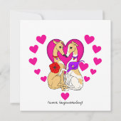 Twee windhonden roze hart en bloemen kaart (Achterkant)