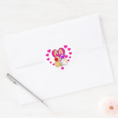 Twee windhonden roze hart en bloemen sticker (Envelop)