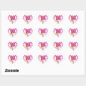Twee windhonden roze hart en bloemen sticker (Vel)