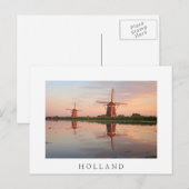 Twee windmolens met reflectie bij zonsondergang briefkaart (Voorkant / Achterkant)