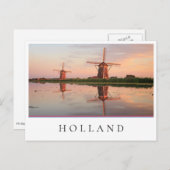 Twee windmolens met reflectie bij zonsondergang briefkaart (Voorkant / Achterkant)