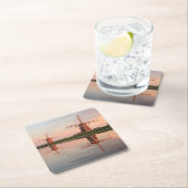 Twee windmolens met reflectie bij zonsondergang kartonnen onderzetters (Insitu)