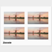 Twee windmolens met reflectie bij zonsondergang rechthoekige sticker (Vel)