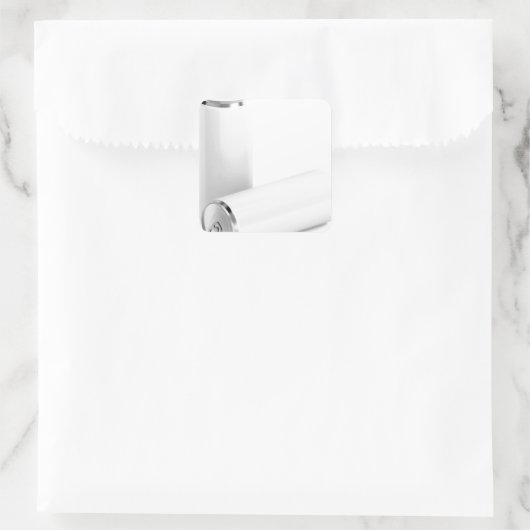 Twee witte blikjes vierkante sticker (Tas)