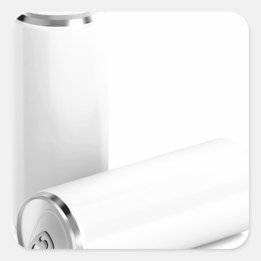 Twee witte blikjes vierkante sticker (Voorkant)