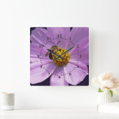 twee witte bloemen vierkante klok (Huis)