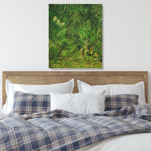 Twee witte Butterflies van Vincent van Gogh Canvas Afdruk (Insitu (Slaapkamer))