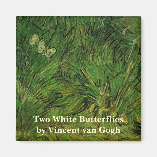 Twee witte Butterflies van Vincent van Gogh Magneet (Voorkant)
