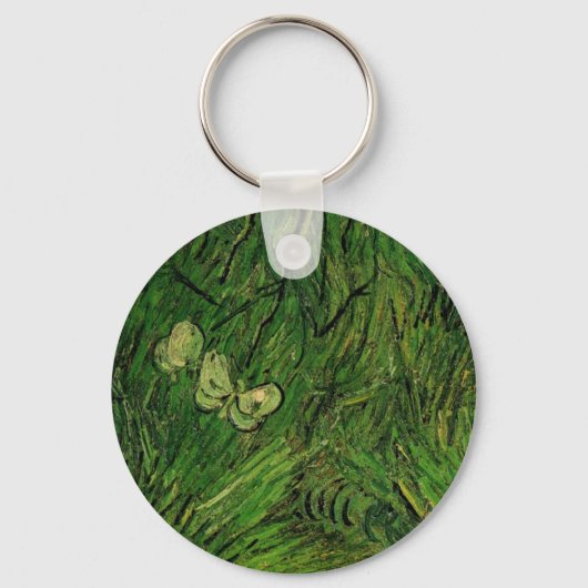 Twee witte Butterflies van Vincent van Gogh Sleutelhanger (Voorkant)