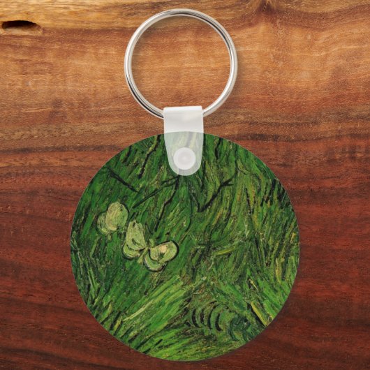 Twee witte Butterflies van Vincent van Gogh Sleutelhanger (Achterkant)