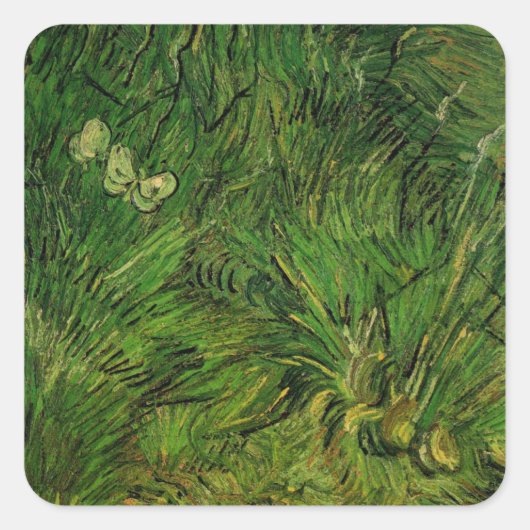 Twee witte Butterflies van Vincent van Gogh Vierkante Sticker (Voorkant)