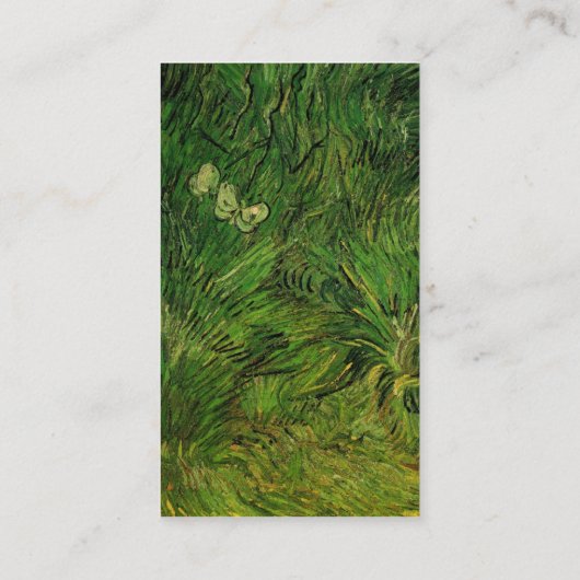 Twee witte Butterflies van Vincent van Gogh Visitekaartje (Achterkant)