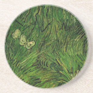 Twee witte Butterflies van Vincent van Gogh Zandsteen Onderzetter