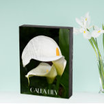 Twee witte Calla Lilies Floral Houten Kist Print<br><div class="desc">Zwart geschilderd,  houten doosje dat ontworpen is om te hangen of te staan en dat voorzien is van een afbeelding van twee prachtige witte Calla Lilies,  samen met hun groene blad. De tekst is gedrukt in witte letters. Een mooie decoratie voor het huis!</div>