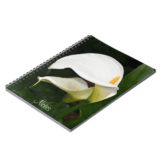 Twee witte Calla Lilies Floral Notitieboek (Linkerzijde)