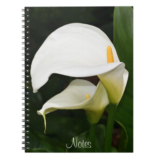 Twee witte Calla Lilies Floral Notitieboek (Voorkant)