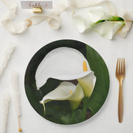 Twee witte Calla Lilies Floral Papieren Bordje