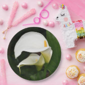 Twee witte Calla Lilies Floral Papieren Bordje (Feest)