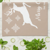 Twee witte deken op beige met sneeuwvlokken en tek theedoek (Gevouwen)