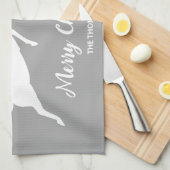 Twee witte deken op grijs met sneeuwvlokken en tek theedoek (Quarter Fold)