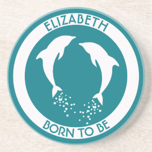 Twee witte dolfijnen met bubbels wit zandsteen onderzetter