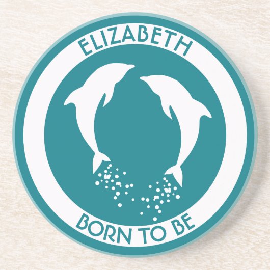 Twee witte dolfijnen met bubbels wit zandsteen onderzetter (Voorkant)