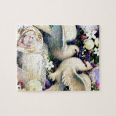 Twee witte doven bloemen  legpuzzel (Horizontaal)