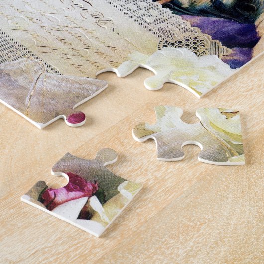 Twee witte doven bloemen  legpuzzel (Zijkant)