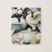 Twee witte doven bloemen  legpuzzel (Verticaal)