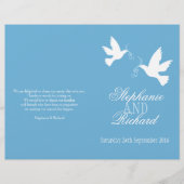 Twee witte duiven blauw ribbon Wedding Programme (Voorkant)
