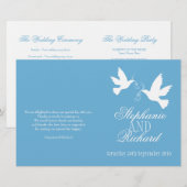 Twee witte duiven blauw ribbon Wedding Programme (Voorkant / Achterkant)