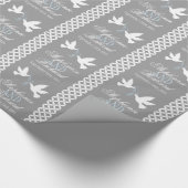 Twee witte duiven, grijs bruiloft cadeau voor verp cadeaupapier (Hoek)