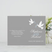 Twee witte duiven grijze blauwe ribbon Wedding Pro (Staand voorkant)
