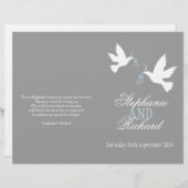 Twee witte duiven grijze blauwe ribbon Wedding Pro (Voorkant / Achterkant)