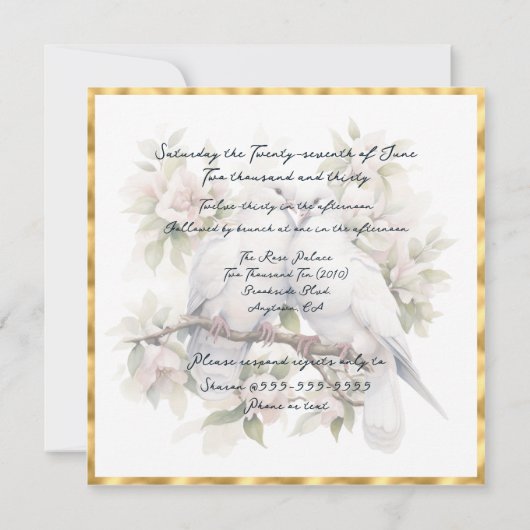 Twee witte duiven lesbische bruiloft kaart (Achterkant)