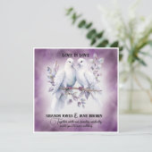 Twee witte duiven lesbische bruiloft kaart (Staand voorkant)