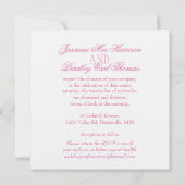 Twee witte duiven met roze lintlint voor bruiloft kaart (Achterkant)