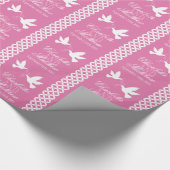 Twee witte duiven roze huwelijkscadeau inpakpapier (Hoek)