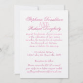 Twee witte duiven roze lint officiële bruiloft uit kaart (Achterkant)