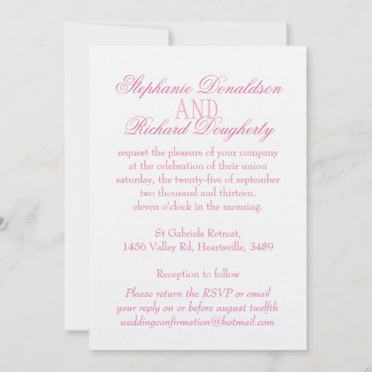 Twee witte duiven roze lint officiële bruiloft uit kaart (Achterkant)