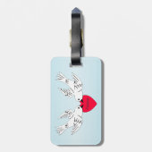 Twee  witte duven met rood vredeshart bagagelabel (Achterkant verticaal)