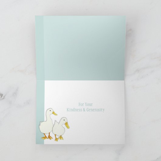 Twee witte eenden stippen dank je kaart (Binnen)