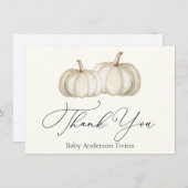 Twee witte en gouden pompoenen Dank u wel briefkaa Notitiekaartje (Voorkant / Achterkant)