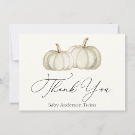 Twee witte en gouden pompoenen Dank u wel briefkaa Notitiekaartje